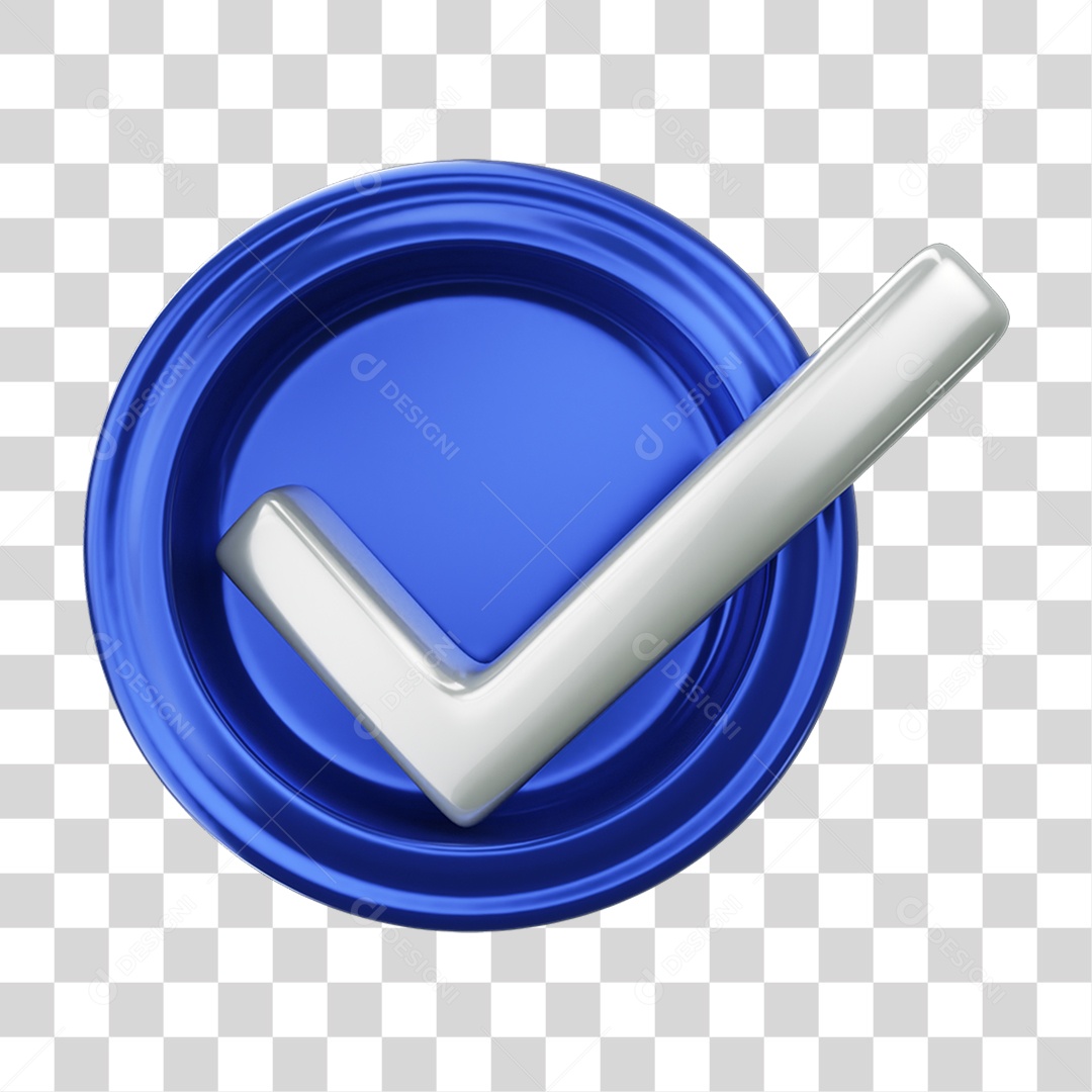 Elemento 3D Símbolo Verificado Certo PNG Transparente