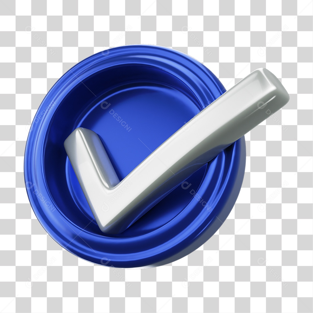 Elemento 3D Símbolo Verificado Certo PNG Transparente