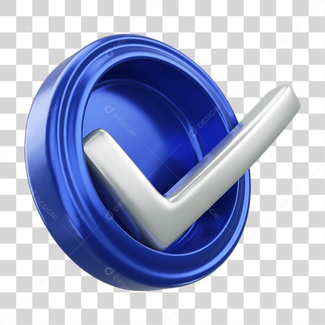 Elemento 3D Símbolo Verificado Certo PNG Transparente