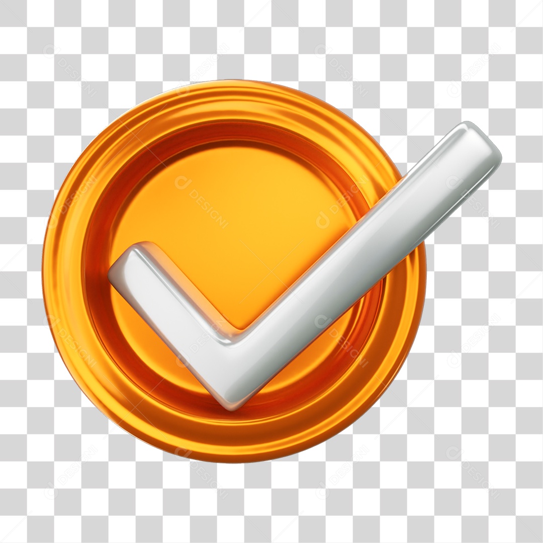 Elemento 3D Símbolo Verificado Certo PNG Transparente