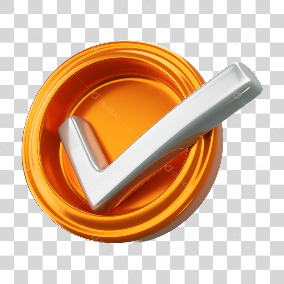 Elemento 3D Símbolo Verificado Certo PNG Transparente