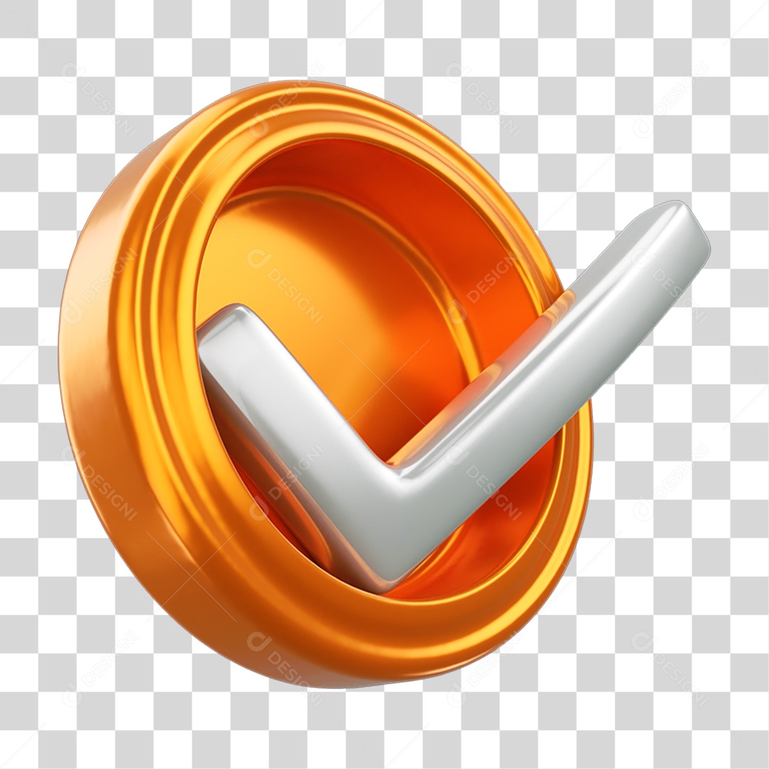 Elemento 3D Símbolo Verificado Certo PNG Transparente