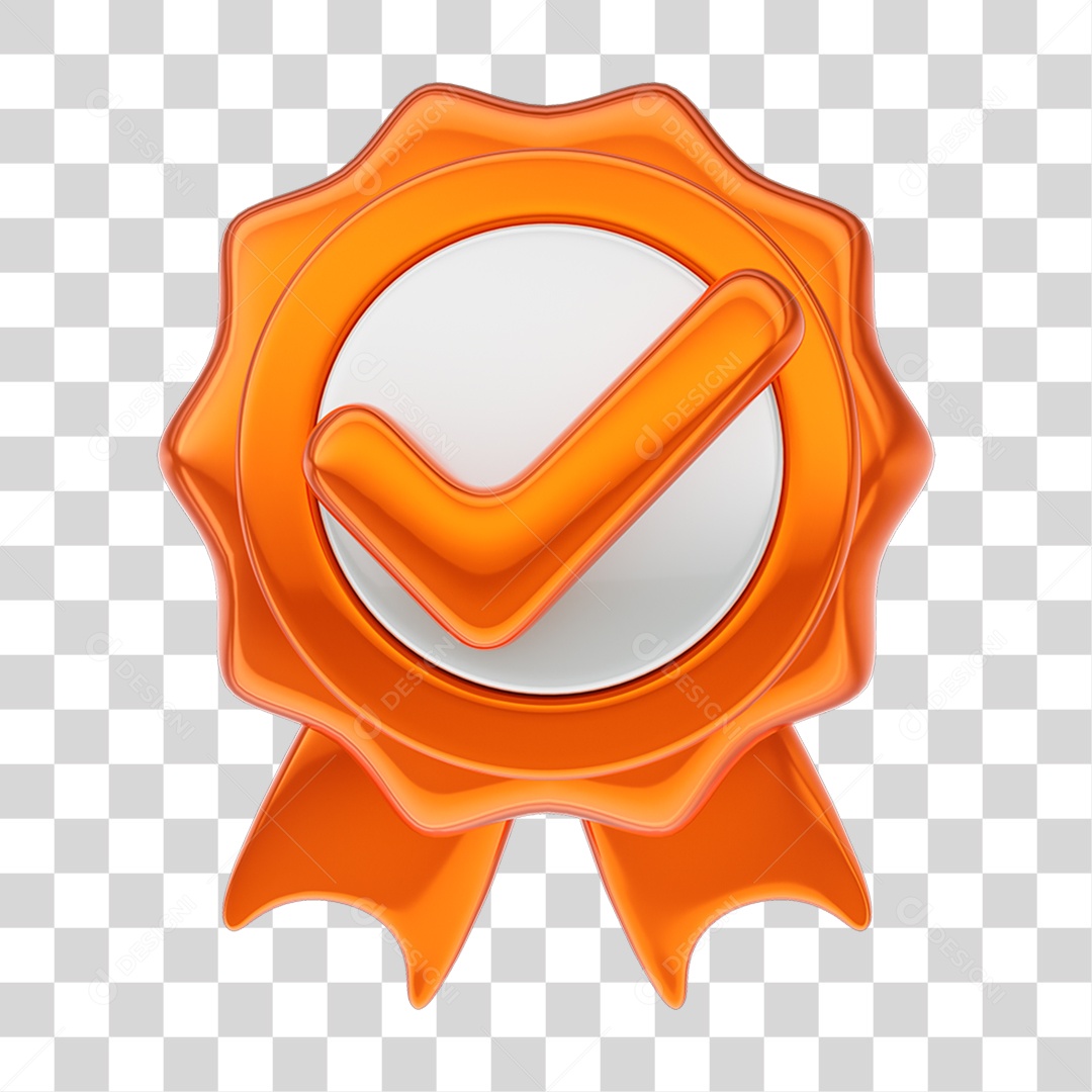 Elemento 3D Certo Verificado Selo PNG Transparente