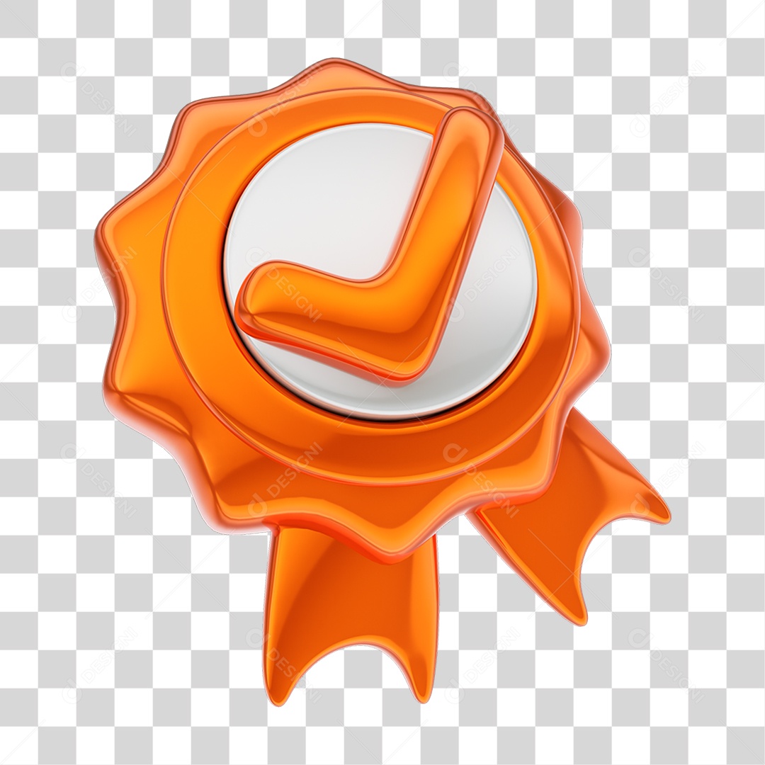 Elemento 3D Certo Verificado Selo PNG Transparente