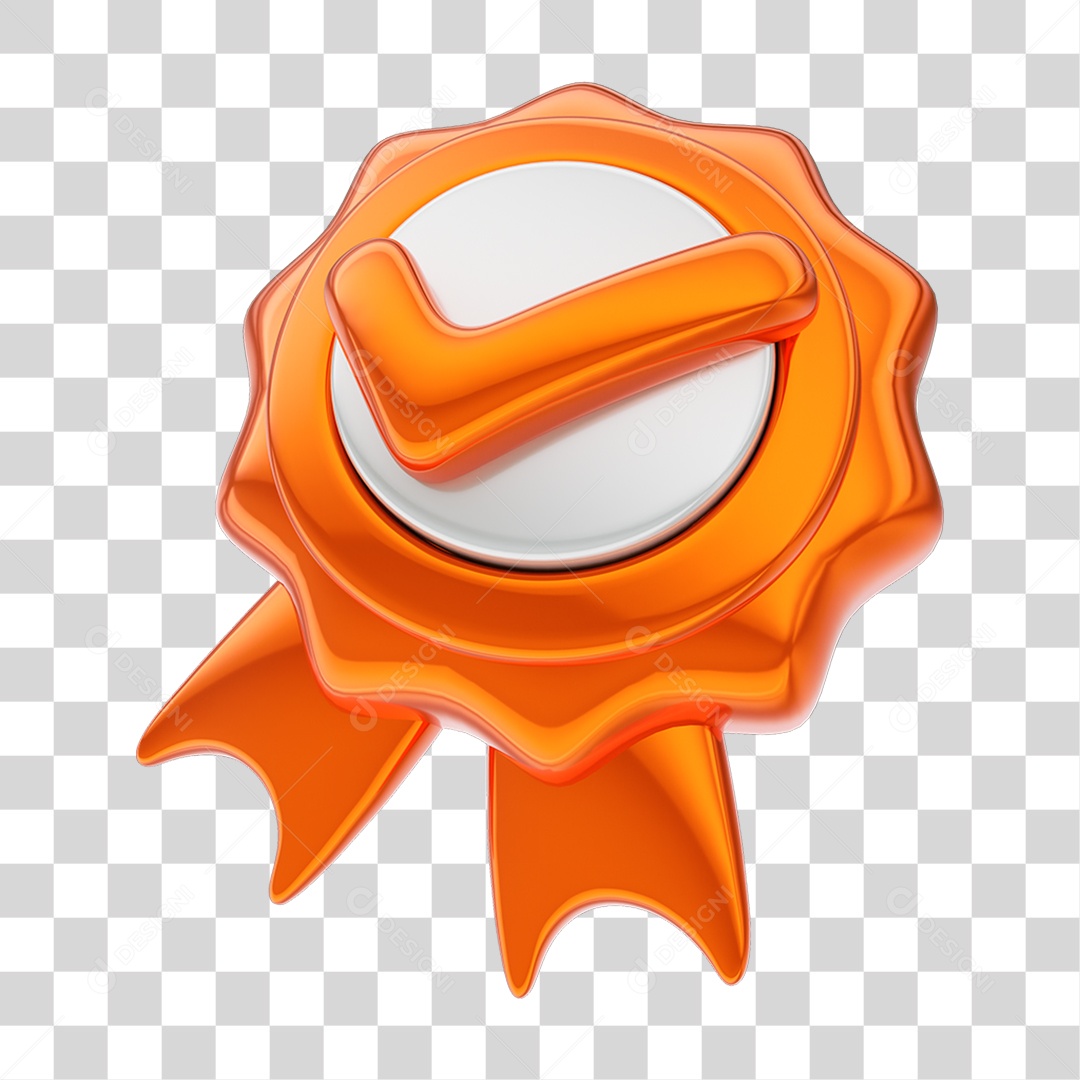 Elemento 3D Certo Verificado Selo PNG Transparente