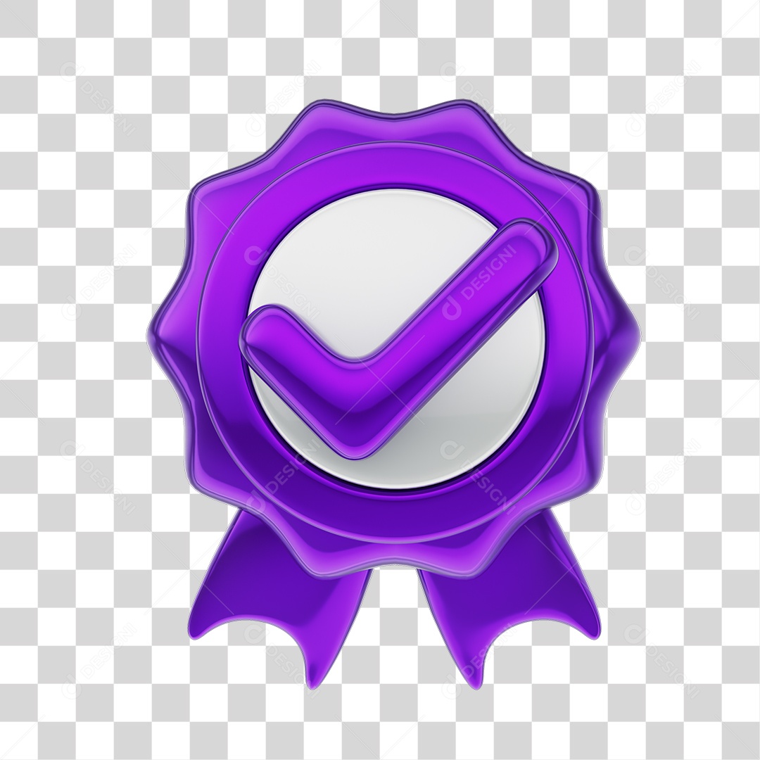 Elemento 3D Certo Verificado Selo PNG Transparente