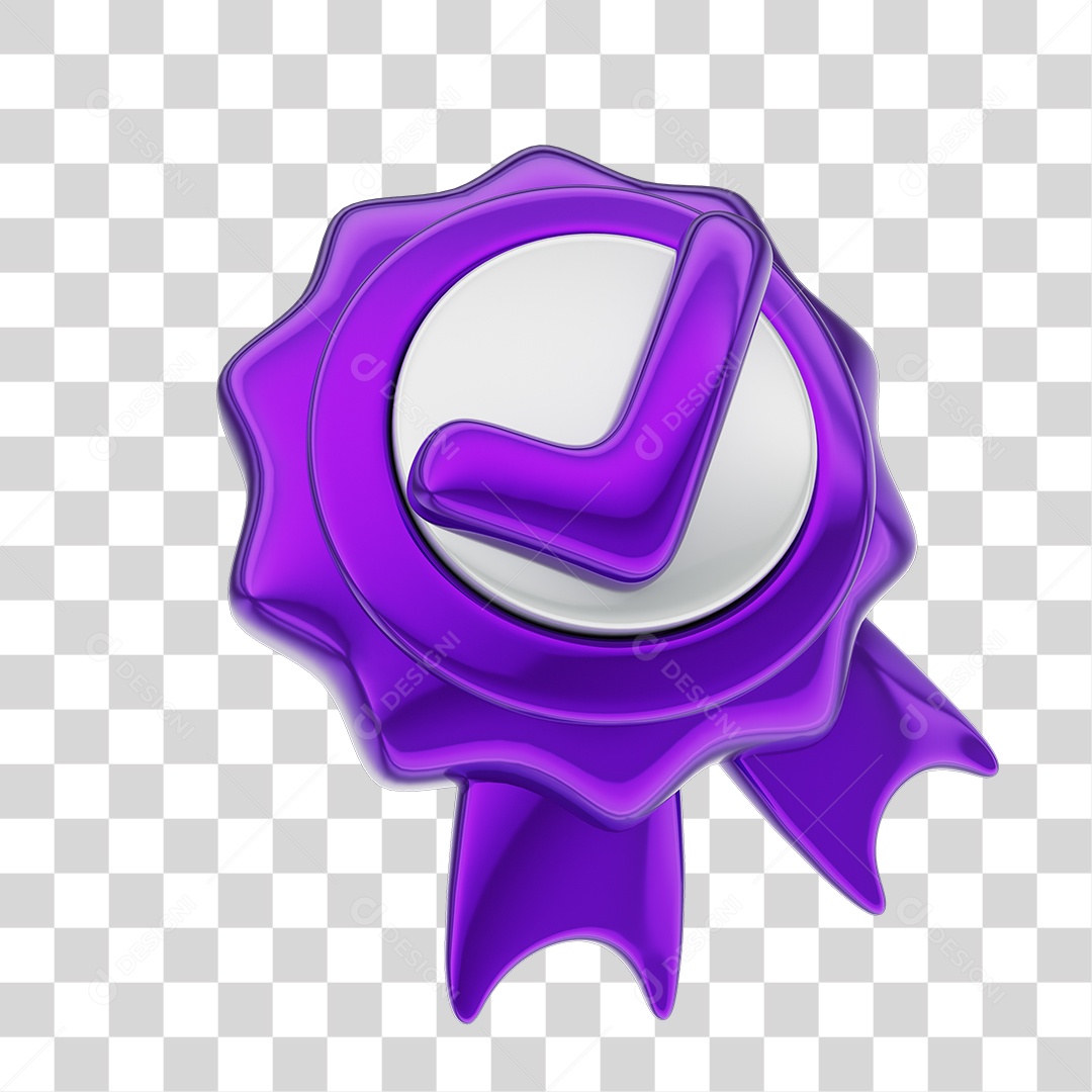 Elemento 3D Certo Verificado Selo PNG Transparente