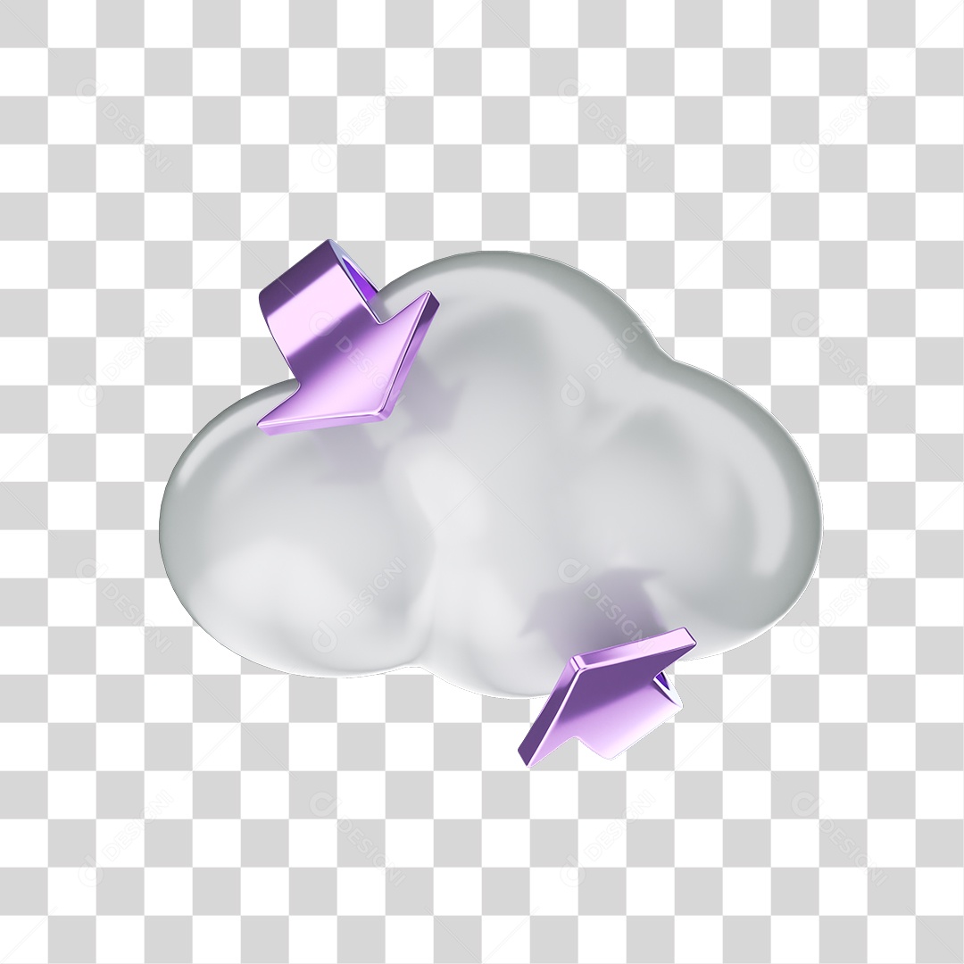 Elemento 3D Nuvem Seta Circular PNG Transparente
