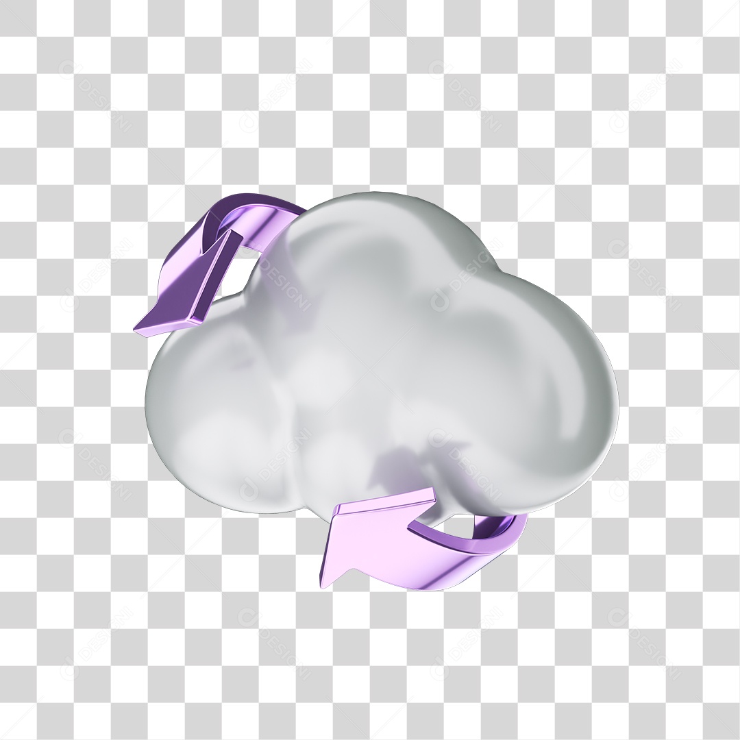 Elemento 3D Nuvem Seta Circular PNG Transparente