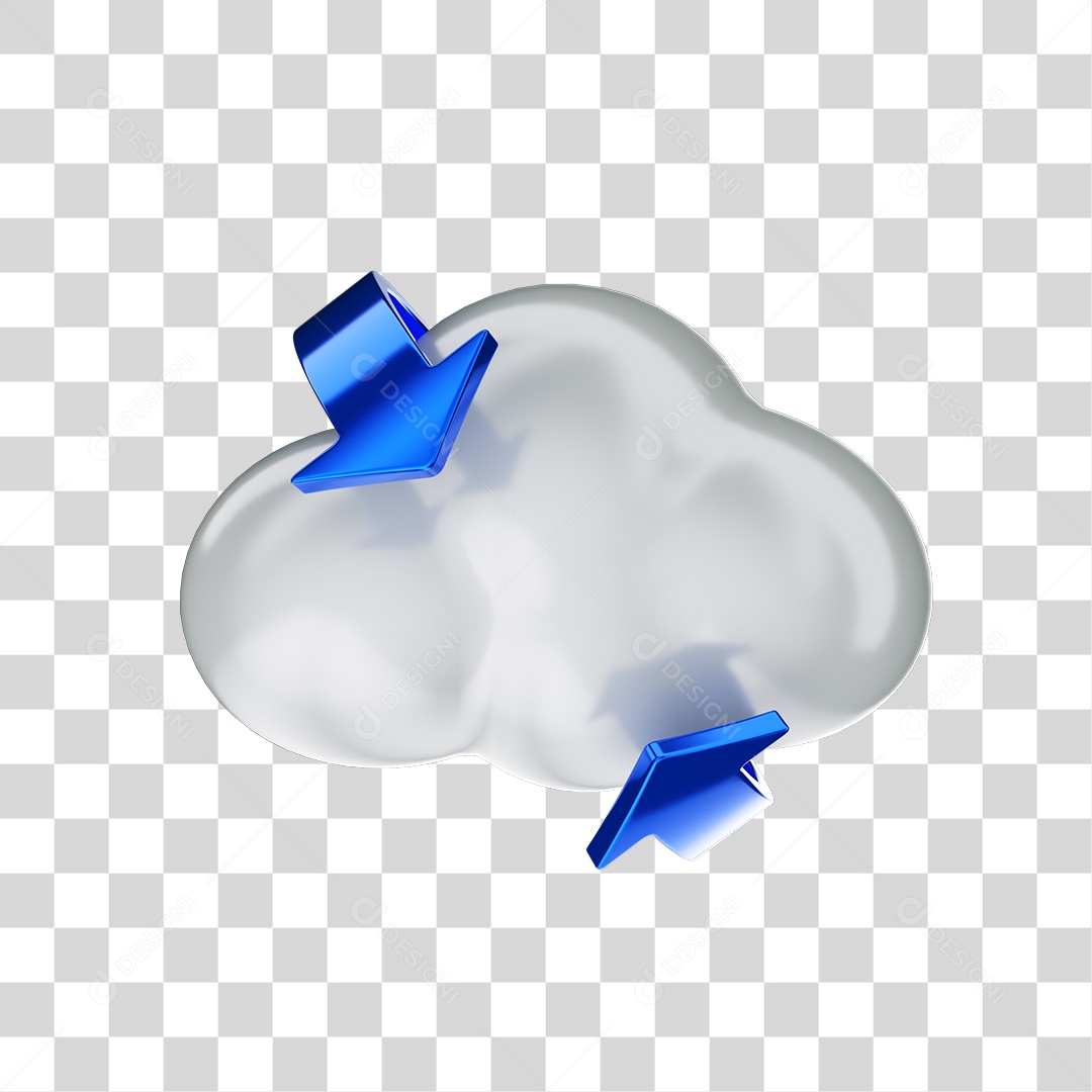 Elemento 3D Nuvem Seta Circular PNG Transparente