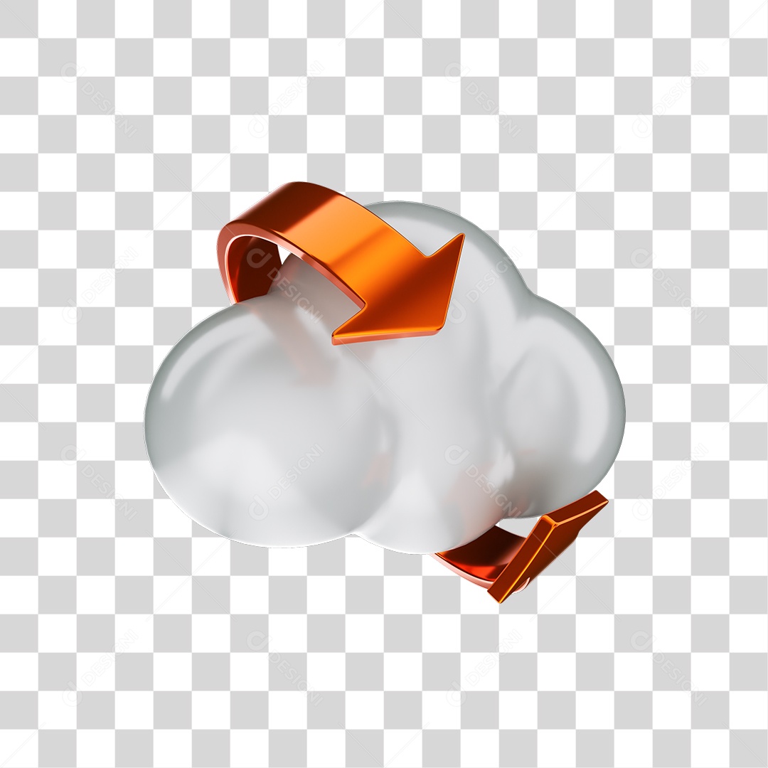 Elemento 3D Nuvem Setas Circular PNG Transparente