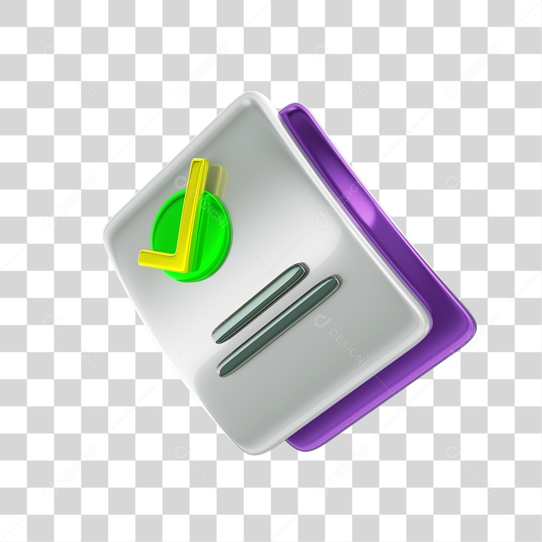 Elemento 3D Páginas Verificado PNG Transparente