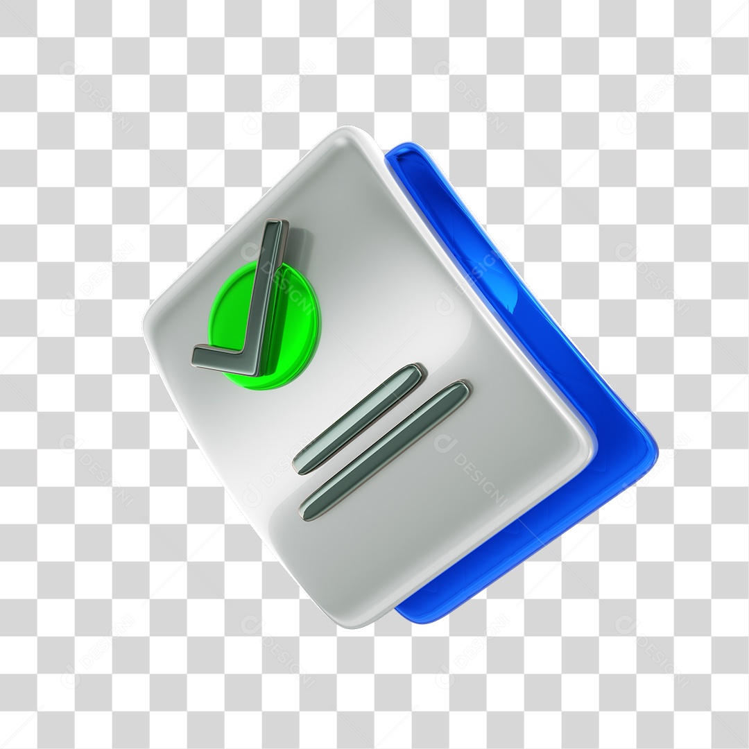 Elemento 3D Páginas Verificado PNG Transparente