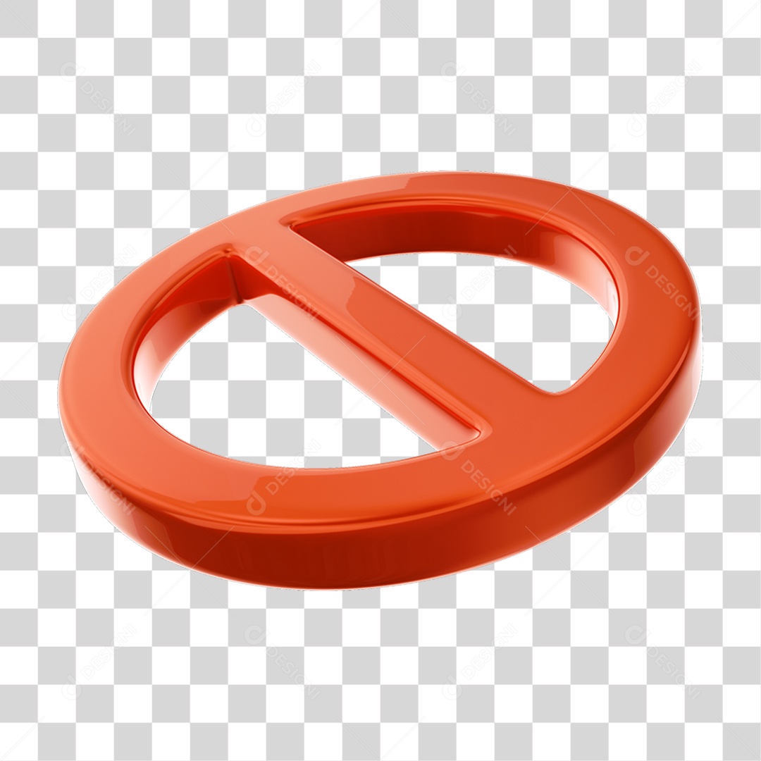 Elemento 3D Sinal de Proibido Negativo PNG Transparente