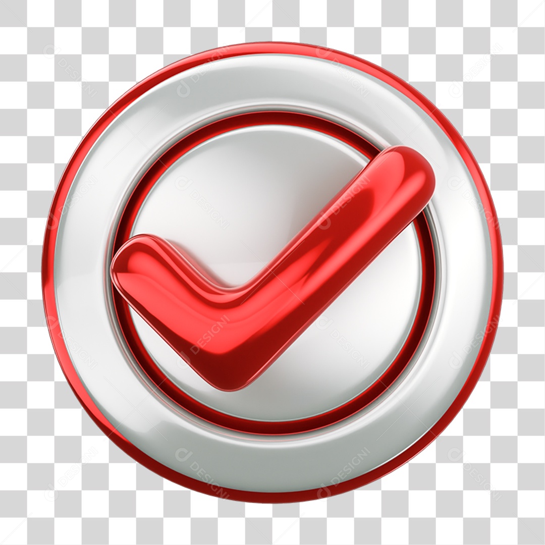 Elemento 3D Verificado Certo PNG Transparente