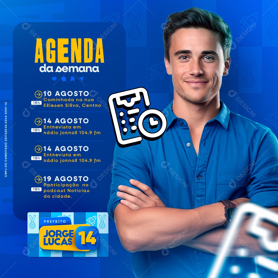 Agenda da Semana Prefeito Jorge Lucas Social Media PSD Editável