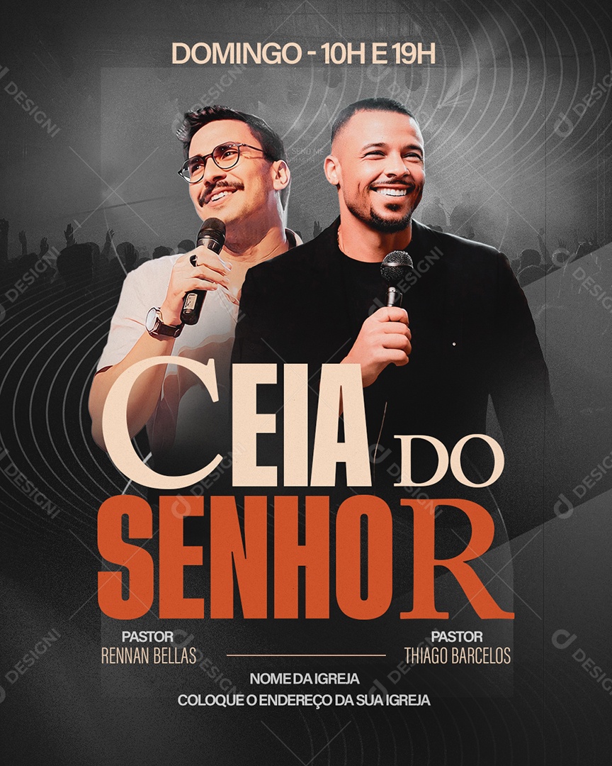 Gospel Ceia do Senhor Pastor Rennan Bellas Social Media PSD Editável