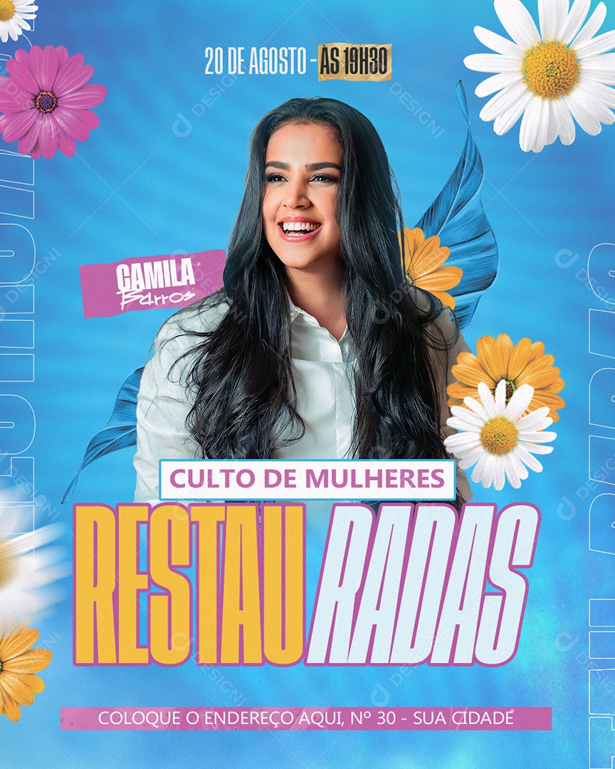 Gospel Culto de Mulheres Restauradas Social Media PSD Editável