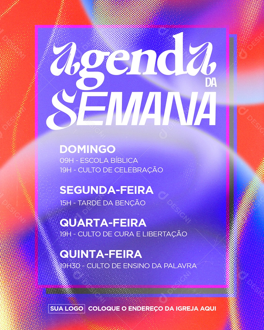 Gospel Agenda da Semana Domingo Social Media PSD Editável