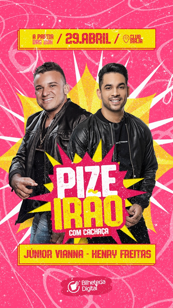 Flyer Story Pizeirão com Cachaça Júnior Vianna Henry Freitas Social Media PSD Editável