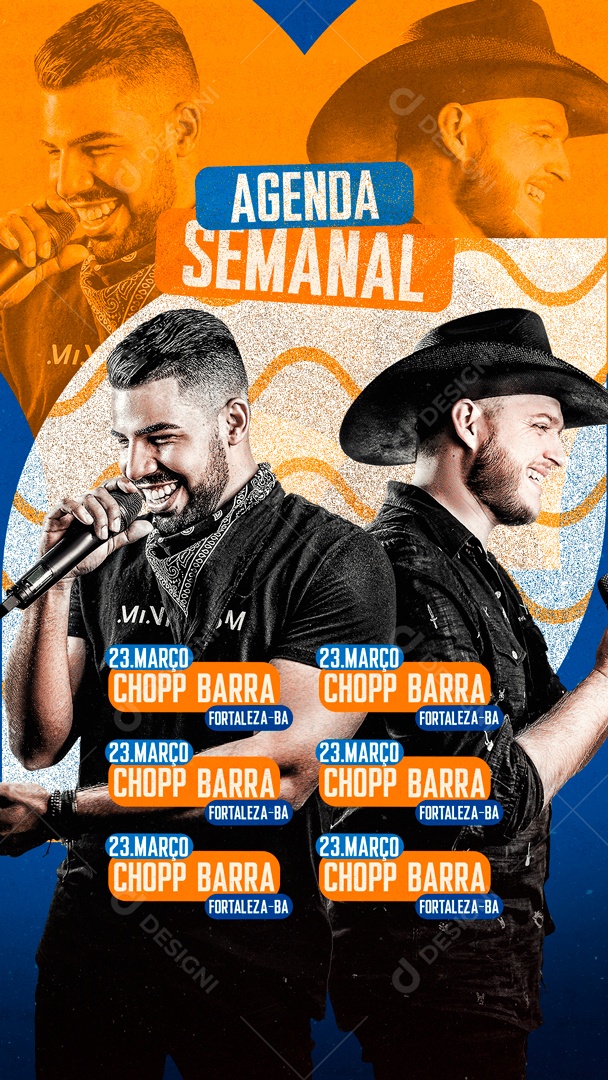 Flyer Story Agenda Semanal Artistas Social Media PSD Editável