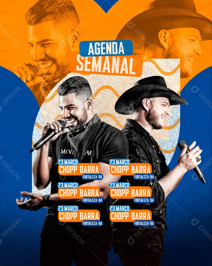 Flyer Agenda Semanal Artistas Social Media PSD Editável