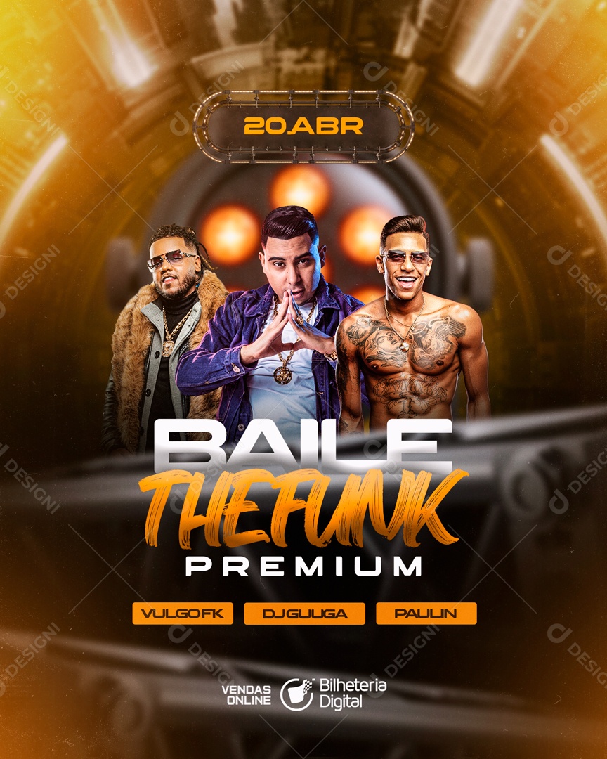 Flyer Baile Premium Vulgo FK Dj Guuga Pauun Social Media PSD Editável