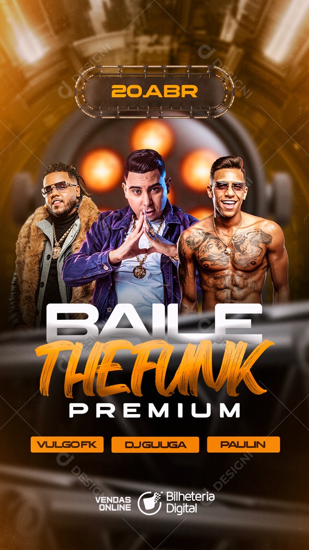 Flyer Story Baile Premium Vulgo FK Dj Guuga Pauun Social Media PSD Editável