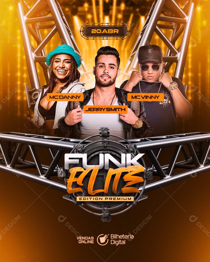 Flyer Funk Mc Danny Jerry Smith Mc Vinny Social Media PSD Editável