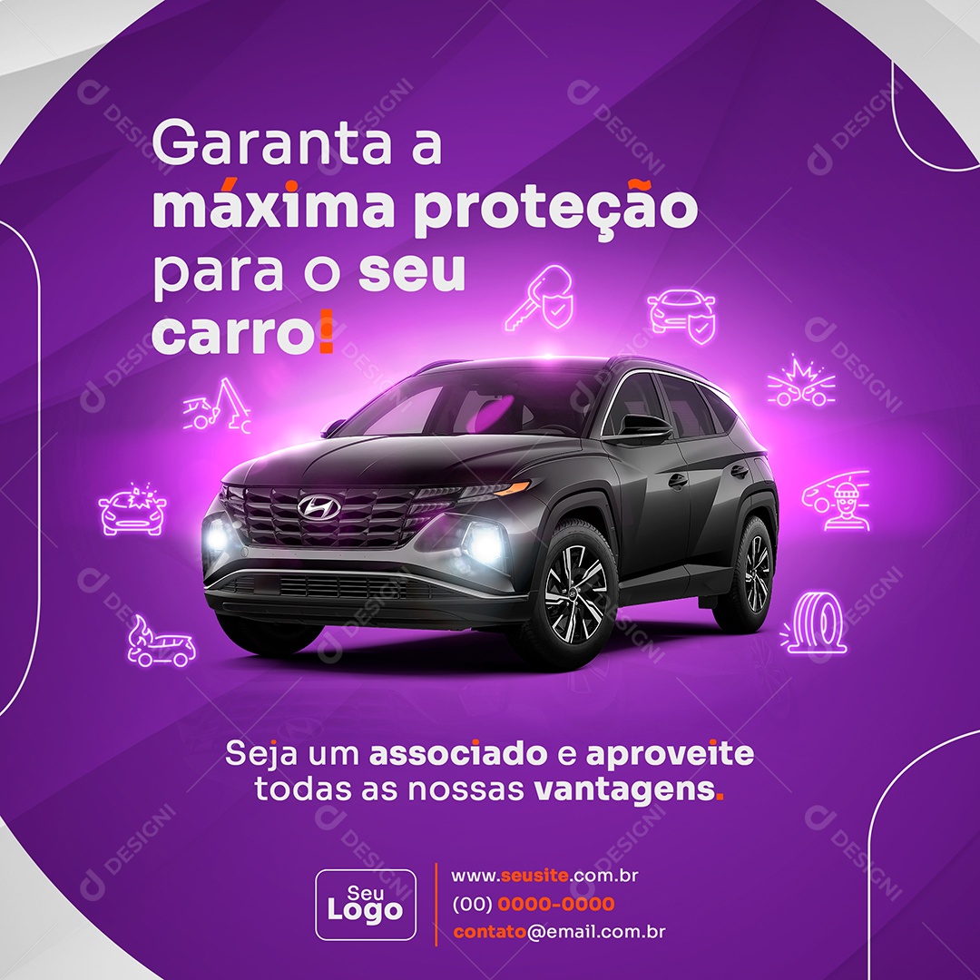 Proteção Veicular Garanta a Máxima Proteção para o seu Carro Social Media PSD Editável