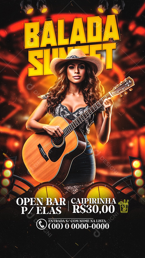 Story Flyer Balada Sunset Social Media PSD Editável