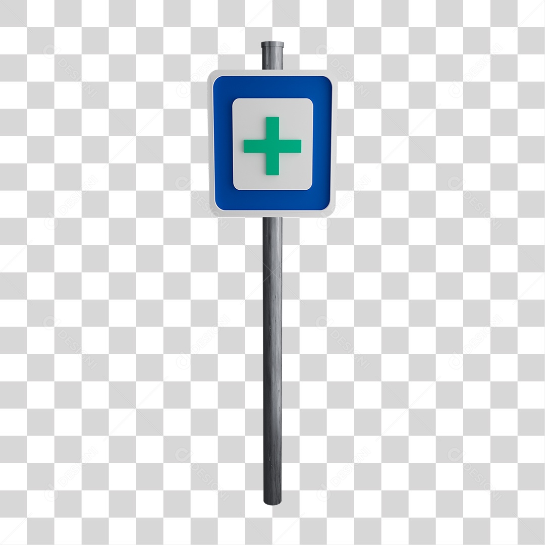 Sinal de Posto de Primeiros Socorros na Estrada PNG Transparente