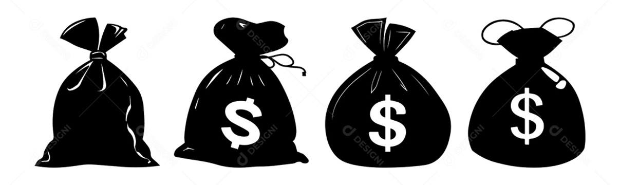 Conjunto de Saco de Dinheiro Vetor EPS