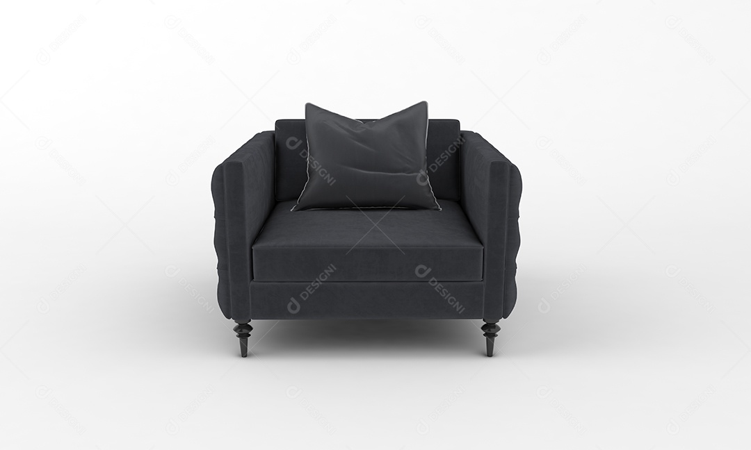 Poltrona capitonê de tecido com braços