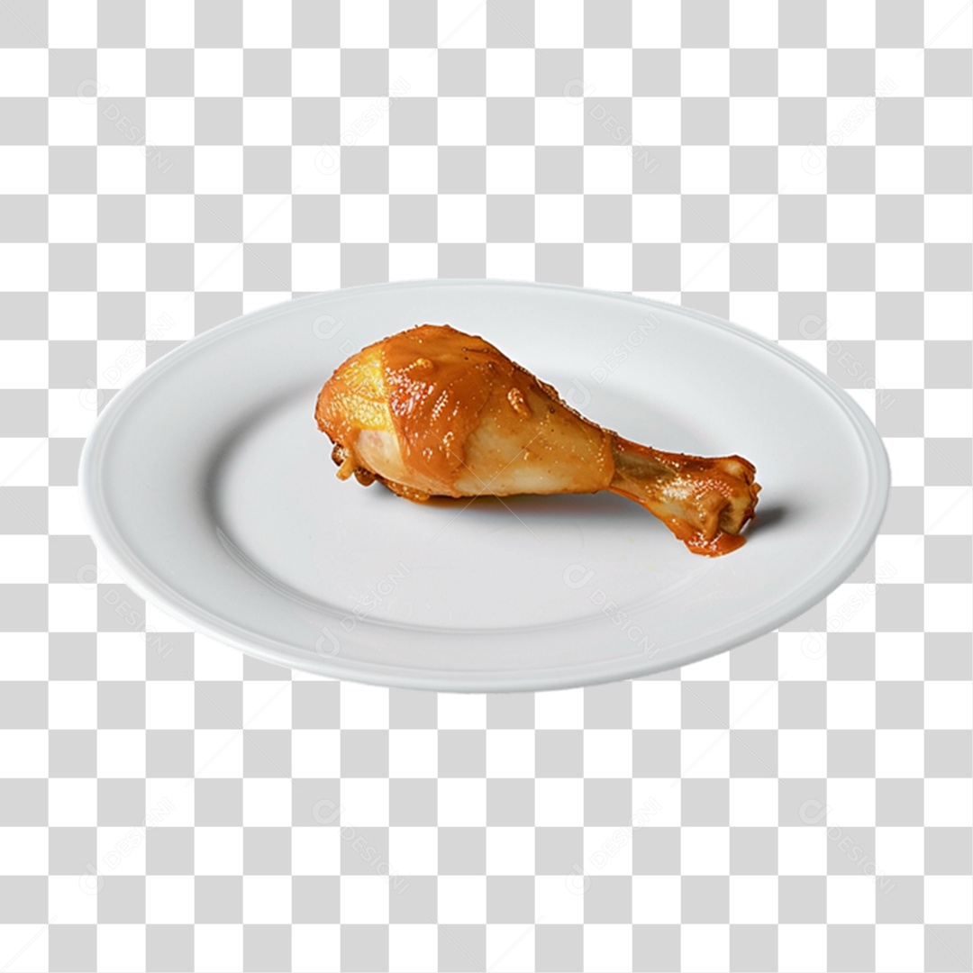 Prato com Coxa de Frango Frita PNG Transparente