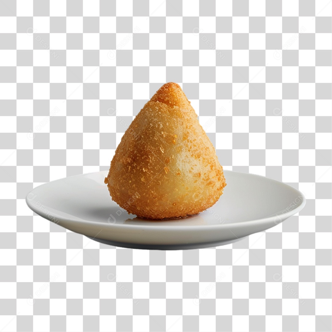 Coxinha Frita em Prato Branco PNG Transparente