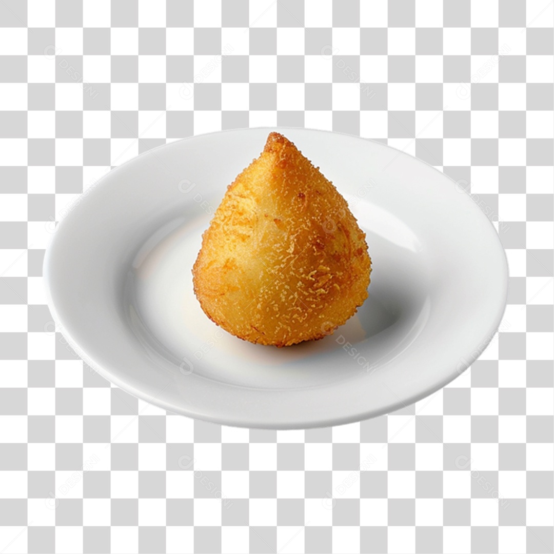 Coxinha Frita em Prato Branco PNG Transparente
