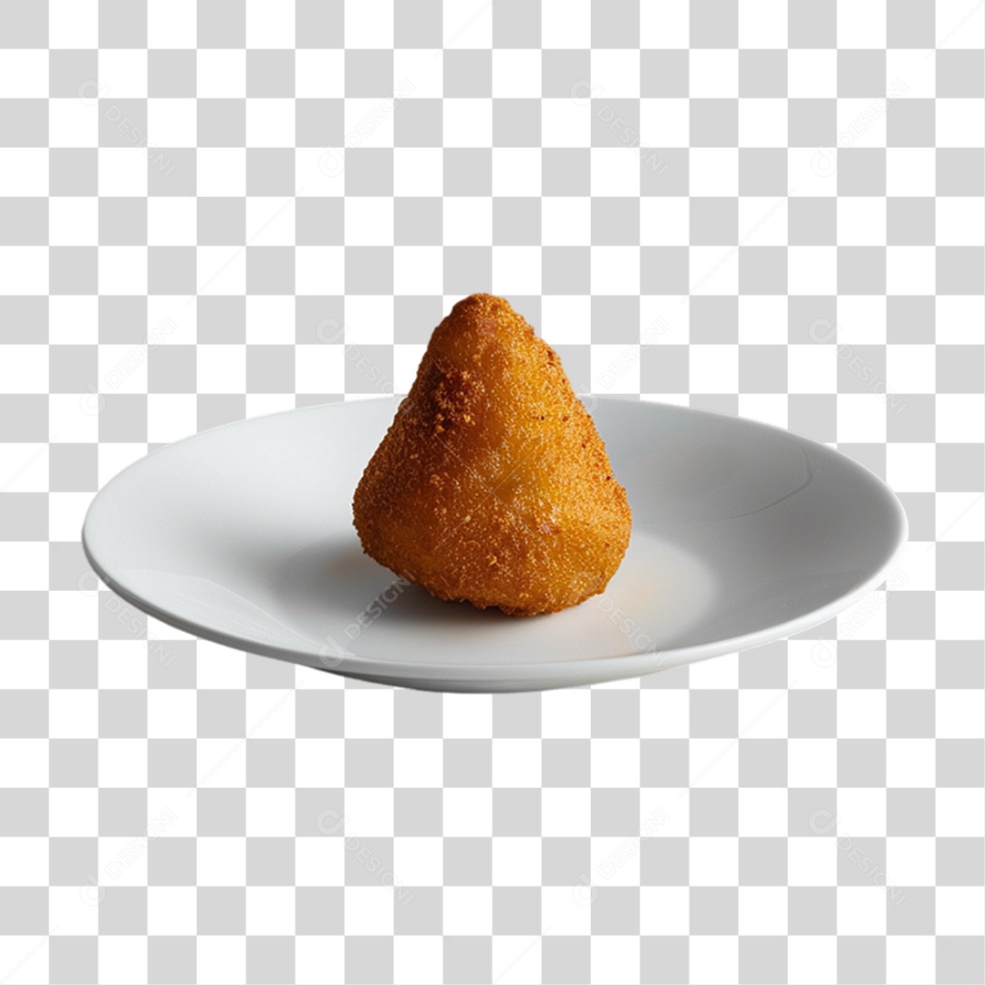 Coxinha Frita em Prato Branco PNG Transparente