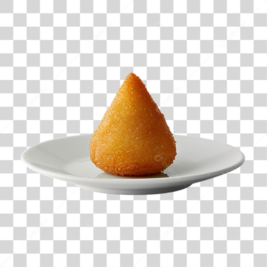 Coxinha Frita em Prato Branco PNG Transparente