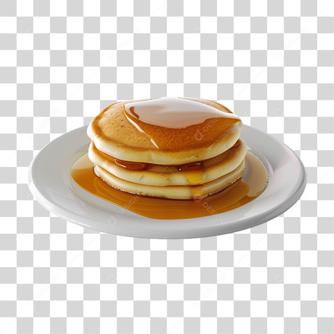Prato com Panquecas e Calda PNG Transparente