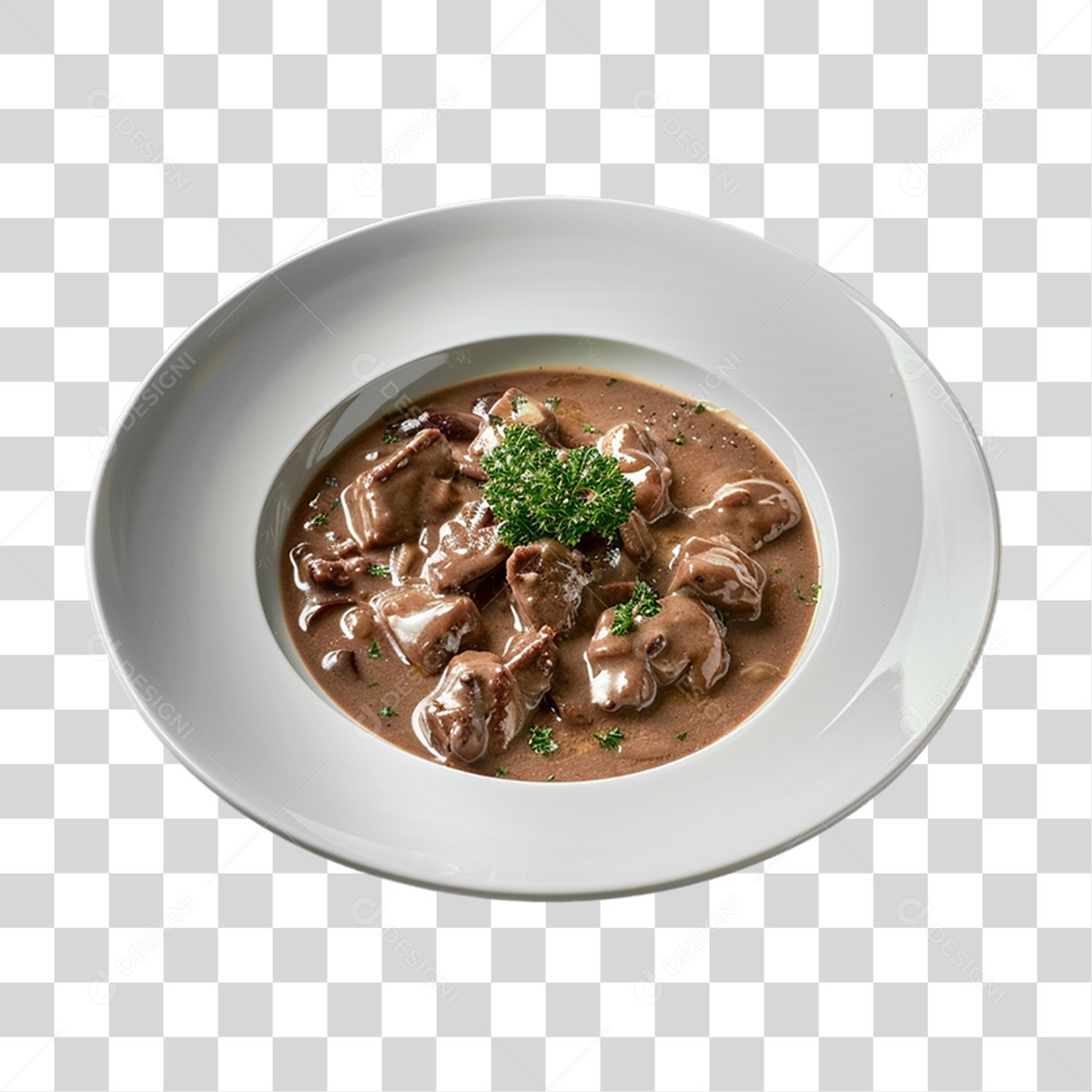 Prato com Sopa de Carnes PNG Transparente