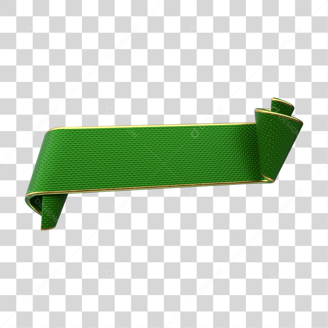 Elemento 3D Banner Fita Verde PNG Transparente