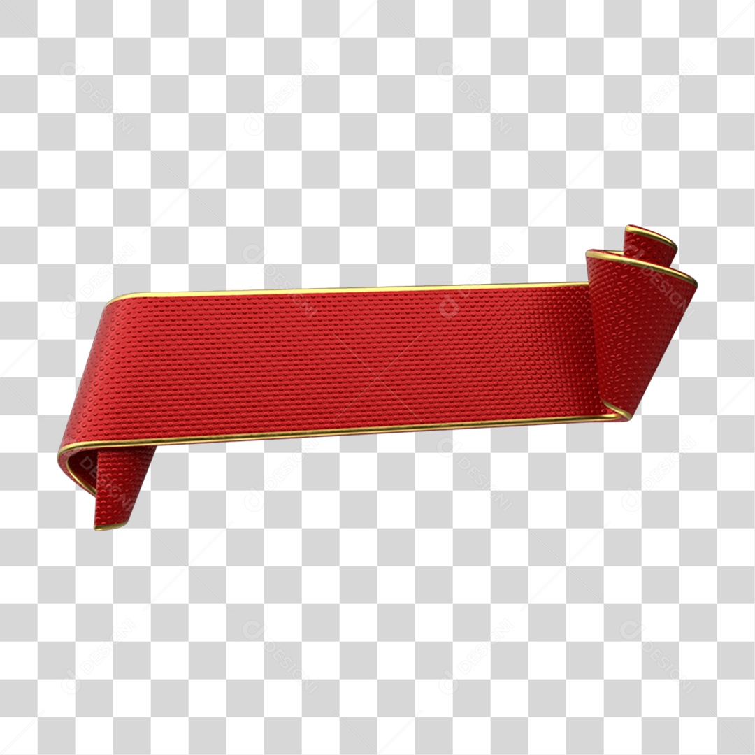 Elemento 3D Banner Fita Vermelha PNG Transparente