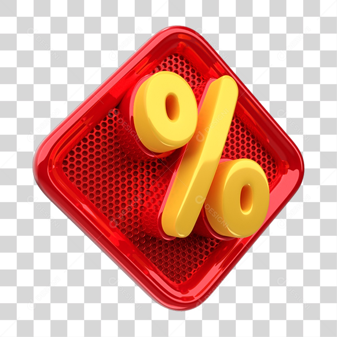 Elemento 3D Símbolo Porcentagem PNG Transparente