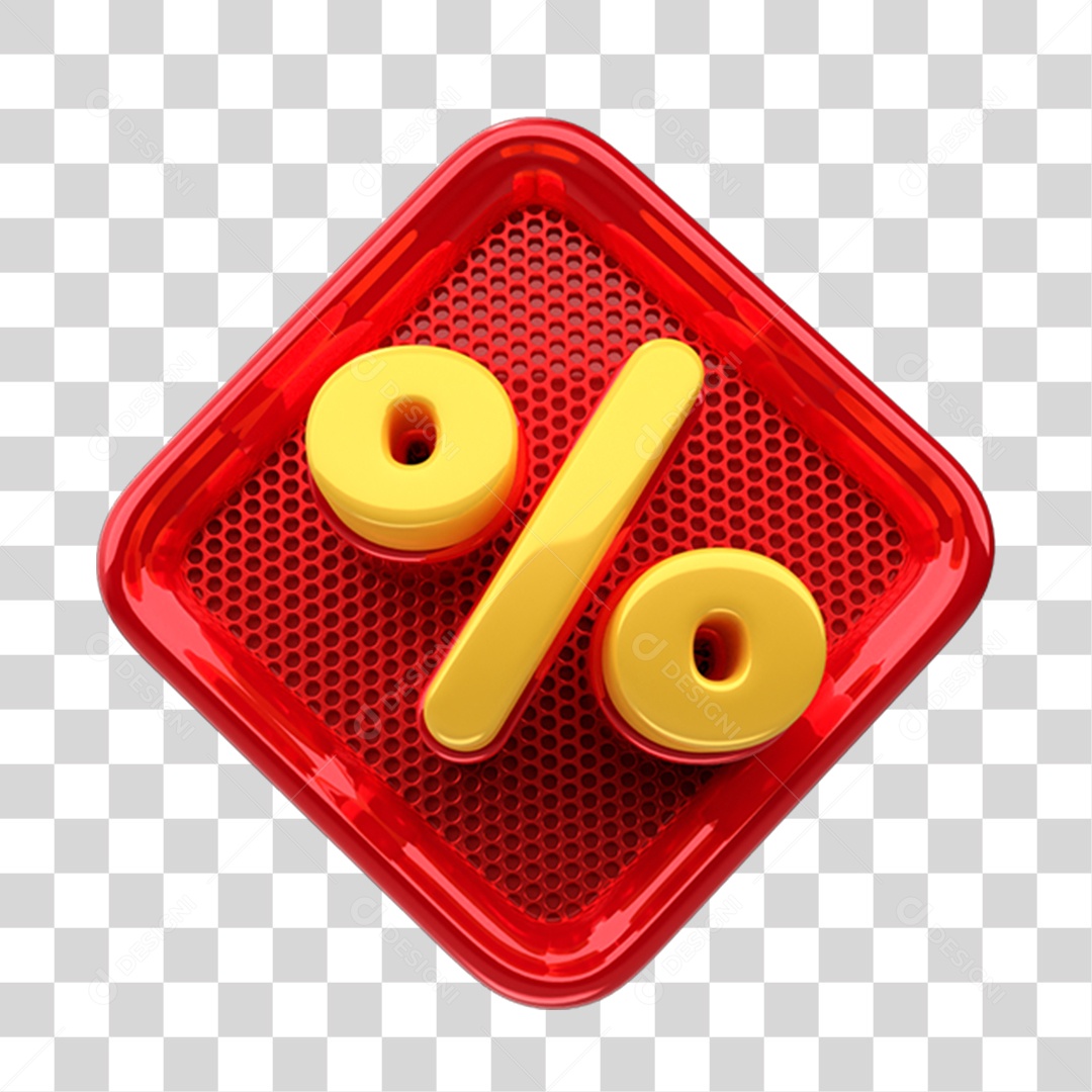 Elemento 3D Símbolo Porcentagem PNG Transparente
