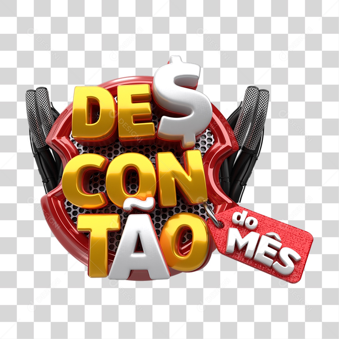 Selo 3D Descontão do Mês PNG Transparente