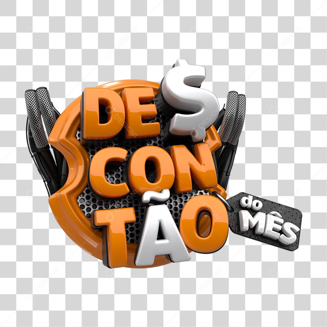 Selo 3D Descontão do Mês PNG Transparente