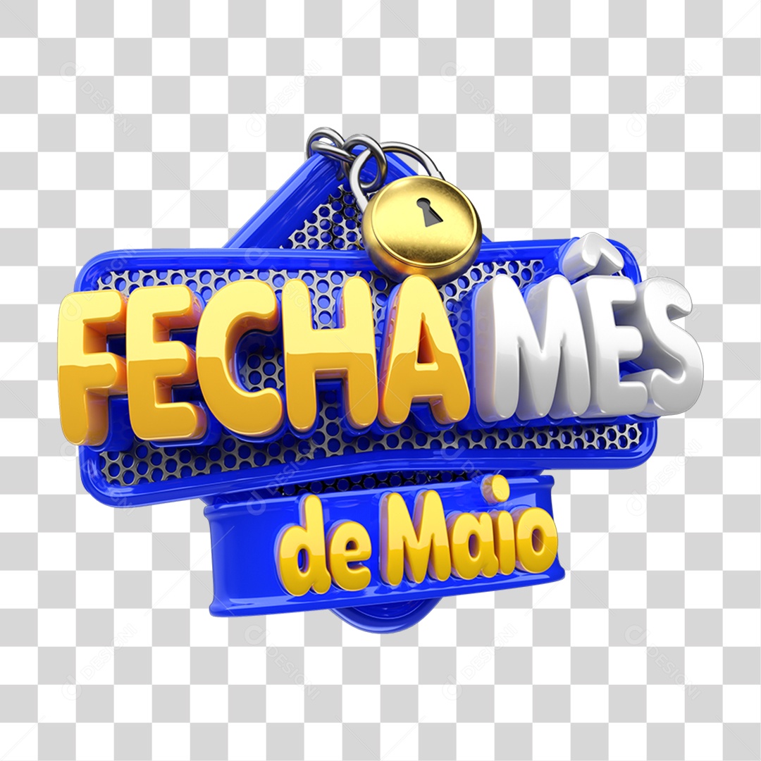 Selo 3D Fecha Mês de Maio PNG Transparente