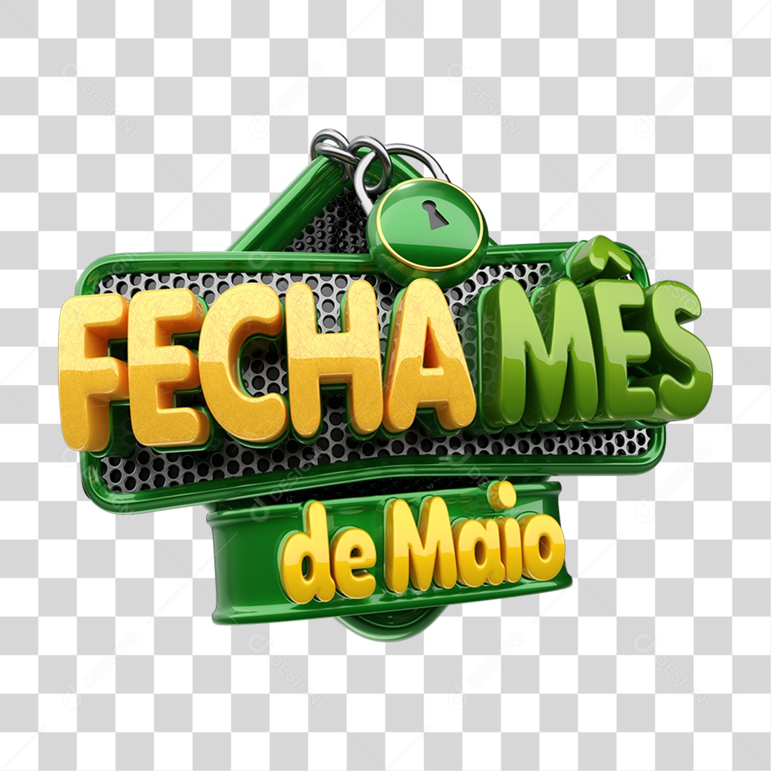 Selo 3D Fecha Mês de Maio PNG Transparente