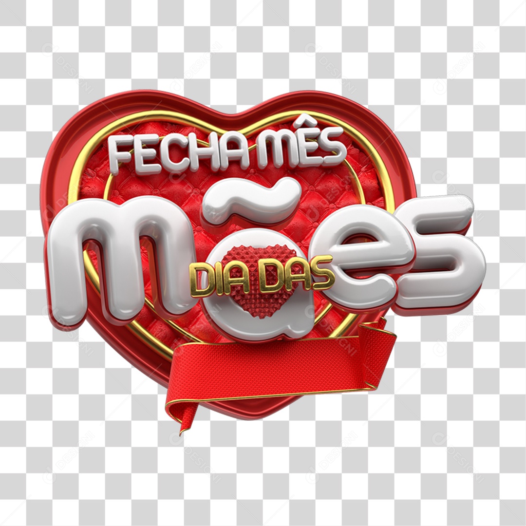Selo 3D Fecha Mês Dia das Mães PNG Transparente